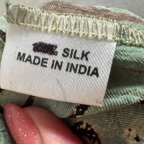 Kareenas Silk Tunic Tunic Boho Crinkle Lace Up India All Over Print - Picture 9 of 14